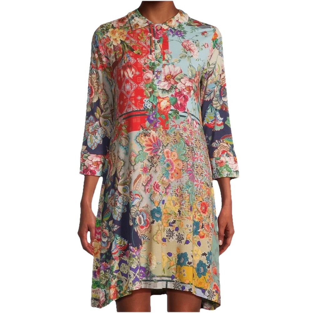 Johnny Was Otti Polo Tunic Dress Long Sleeve Size 1X $175